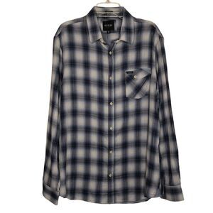 Guess Mens Blue Plaid Slim Fit Button Up Shirt  XXL Business Casual Cabincore
